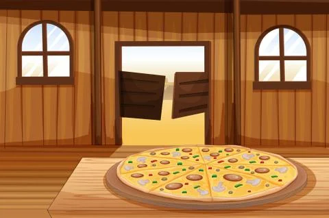 A pizza pie in the table Stock Illustration