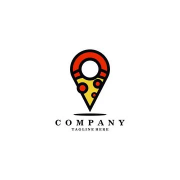 Pizza pin logo design vector Stock Illustration