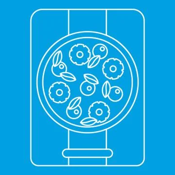 Pizza with pineapple and basil icon, outline style Stock Illustration