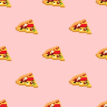Pizza pixel art pattern seamless. Fast food 8bit background. Video game Old s Illustrazione stock