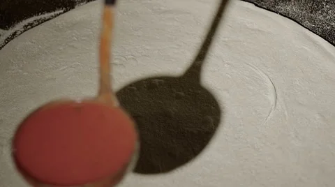 Pizza placing ingredients Stock Footage 49121172