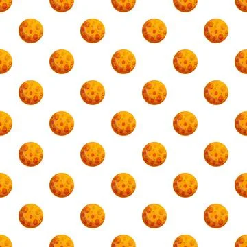 Pizza planets seamless pattern repeating on white background Stock Illustration