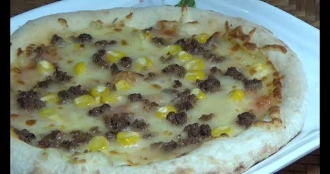 Pizza on the plate Stock Footage 295570364
