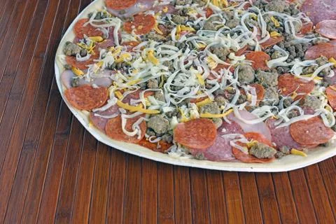 Pizza with pork toppings Stock Photos