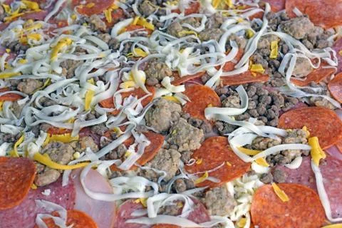 Pizza with pork toppings Foto stock