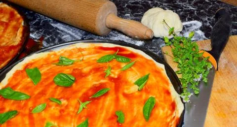 Pizza preparation Stock Photos