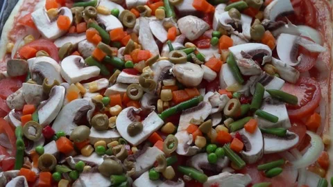 Pizza preparing adding cheese close up footage Video stock 84099600
