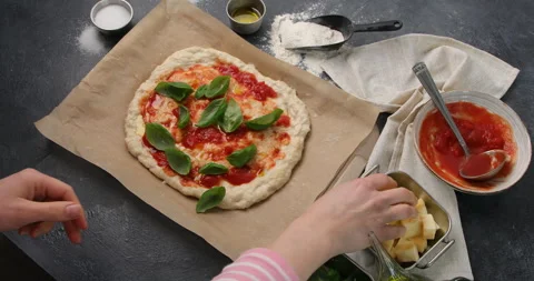 Pizza  preparing. Top view Stock Footage 278439322