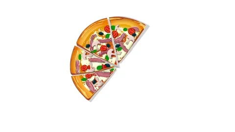 Pizza Prosciutto e Funghi animated graphic motion loop Stock Footage 285059485