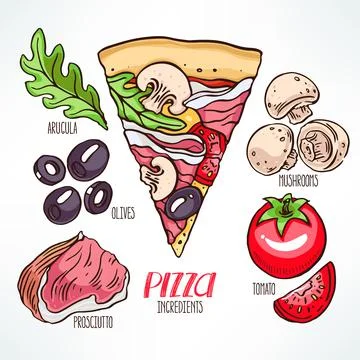 Pizza with prosciutto Stock-Illustration