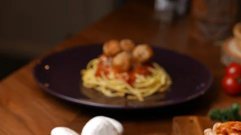 Pizza puff set on dinner table. Stock Footage 89147328