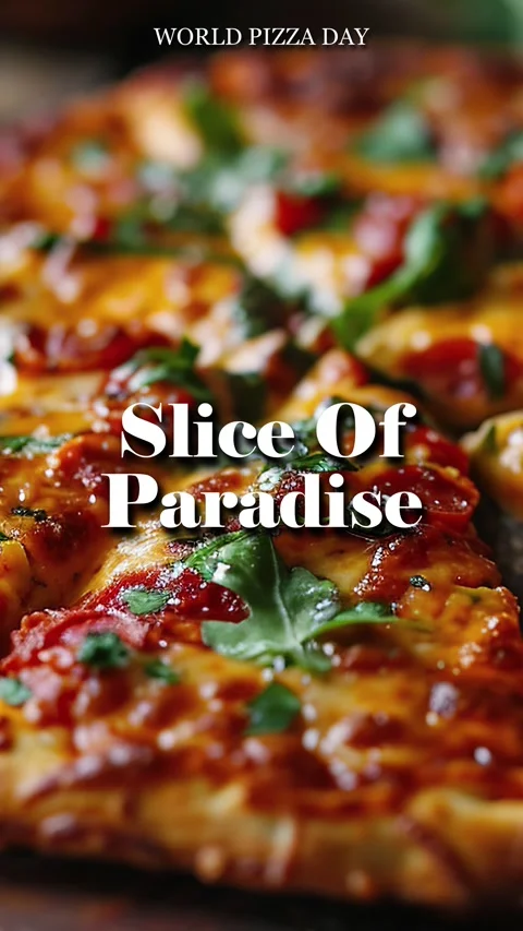 Pizza Quote In Modern Text Animation Slice Of Paradise Stock Footage 295918074