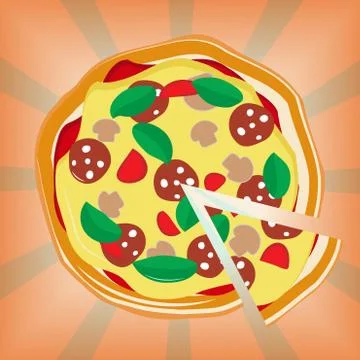 Pizza on radial background イラスト素材