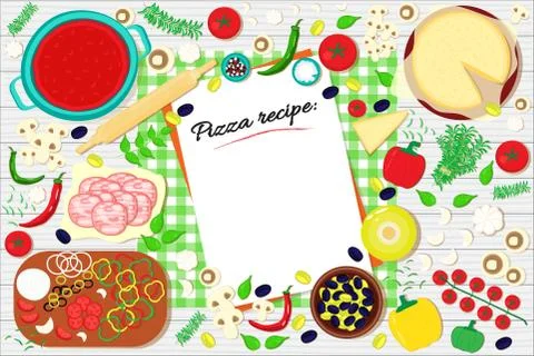 Pizza recipe vector Stock Illustration