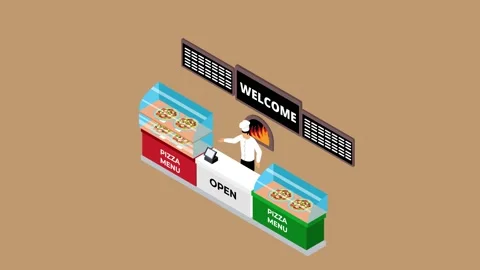 Pizza restaurant interior with chef Stock Footage 237453501