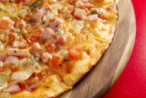 Pizza roasted ham Foto stock