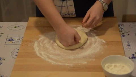 Pizza roll the dough Stock Footage 74394237