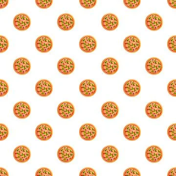 Pizza round flat design cartoon seamless pattern Illustrazione stock