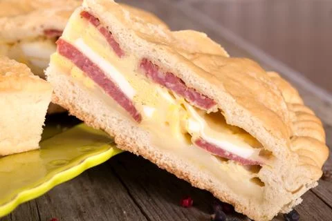 Pizza rustica slice Stock-Fotos