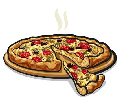 Pizza with salami Illustrazione stock