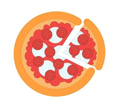 Pizza with salami Stock Illustration