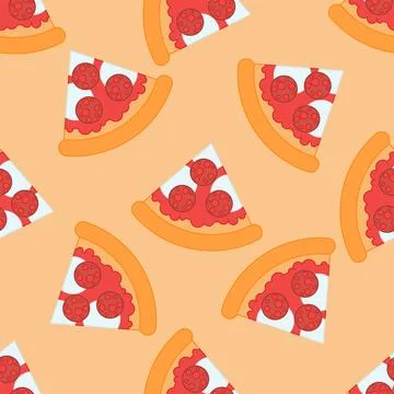 Pizza with salami Stock Illustration