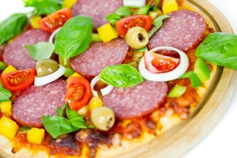 Pizza salami Stock Photos