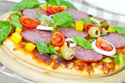 Pizza salami Stock Photos