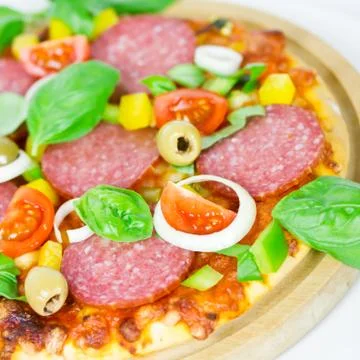 Pizza salami Stock Photos
