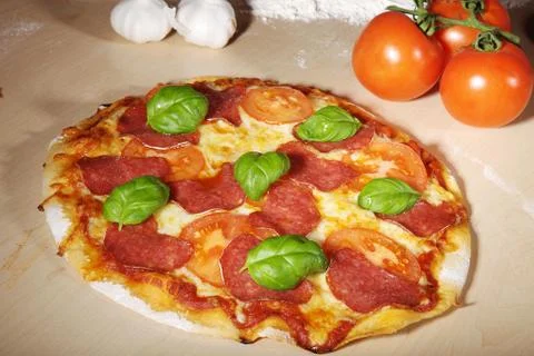 Pizza salami Stock Photos
