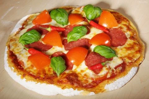 Pizza salami Stock Photos