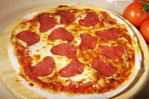 Pizza salami Foto stock