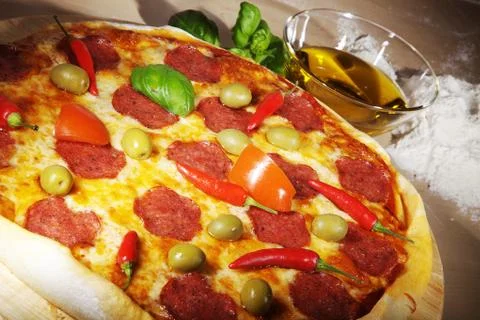 Pizza salami Stock Photos