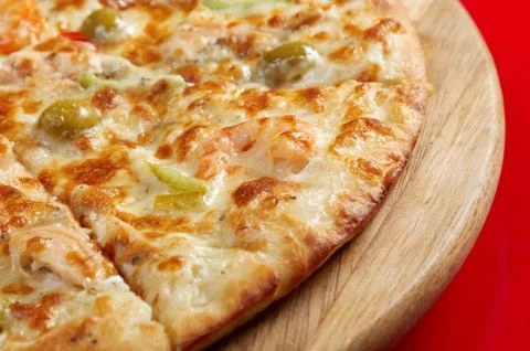 Pizza  with salmon Stock Photos