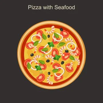 Pizza with Seafood. Illustrazione stock