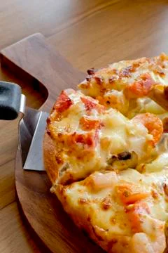 Pizza with seafood Stock Photos