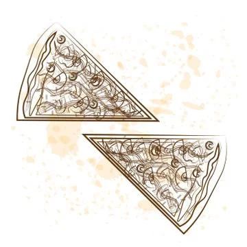 Pizza seamless pattern hand drawn sketch background with ingredients, pizzeria Stock Illustration