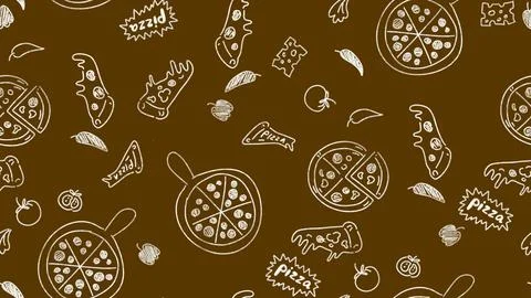 Pizza seamless pattern hand drawn Stock Illustration