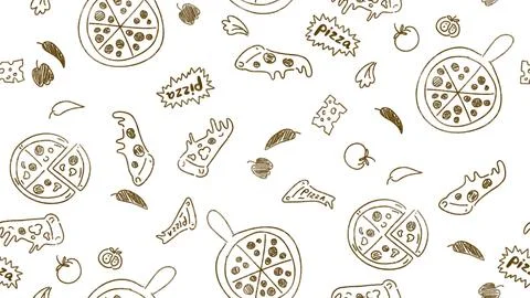 Pizza seamless pattern hand drawn Stock Illustration
