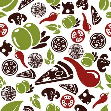 Pizza seamless pattern Stock Illustration