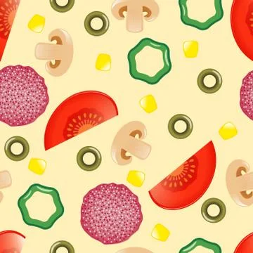 Pizza seamless pattern Stock Illustration