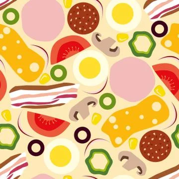 Pizza seamless pattern Stock Illustration