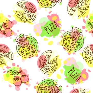 Pizza seamless pattern Stock Illustration