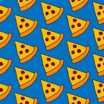Pizza seamless pattern Stock Illustration