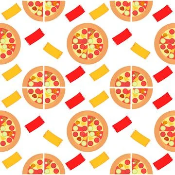 Pizza seamless pattern Stock Illustration
