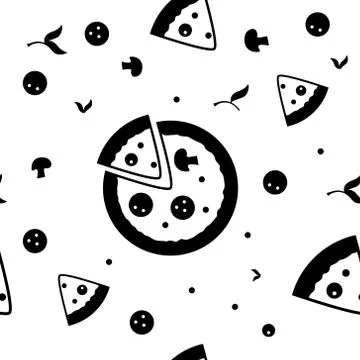 Pizza seamless vector pattern Stock Illustration