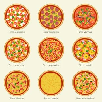 Pizza set icons. Stock Illustration