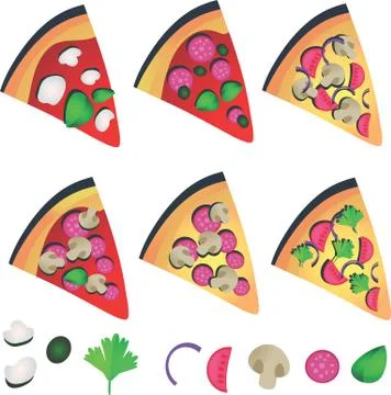 Pizza set. vector Illustrazione stock