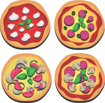 Pizza set. vector illustration Illustrazione stock