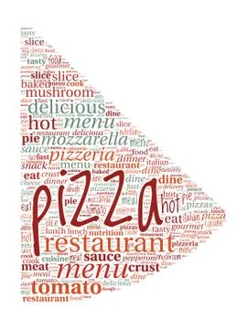 Pizza Shaped Word Cloud Stock Illustration